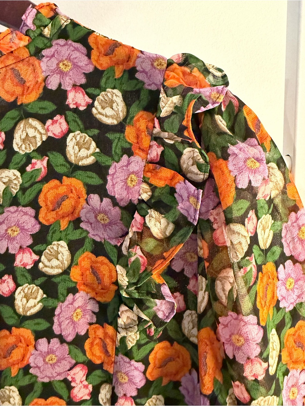 Mango Black Floral Smocked Yoke Maxi Dress - Picture 6 of 8